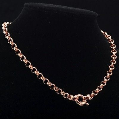 18ct Heavy Rose Gold Plated 10mm Belcher Chain Necklace with Bolt Clasp - USA Made-2